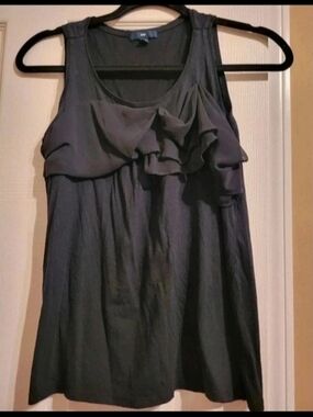 GAP Black Ruffle Chiffon Tank Top
